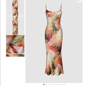 Abstract Print Fitted Midi Slip Dress